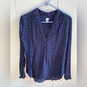 GAP Dark Blue Polka Dot Blouse